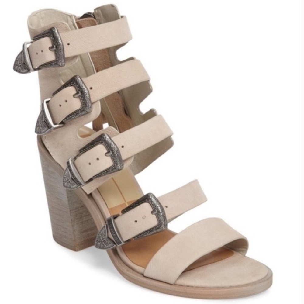 Dolce Vita Layell Taupe Buckle Heel Sandal; Size 7.5